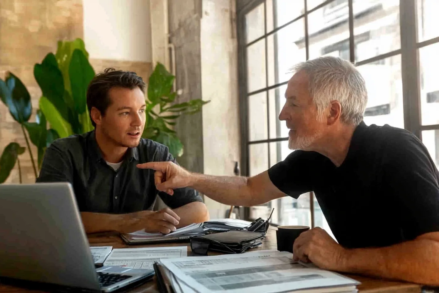 Property manager reviewing commercial roofing contractor credentials and proposal