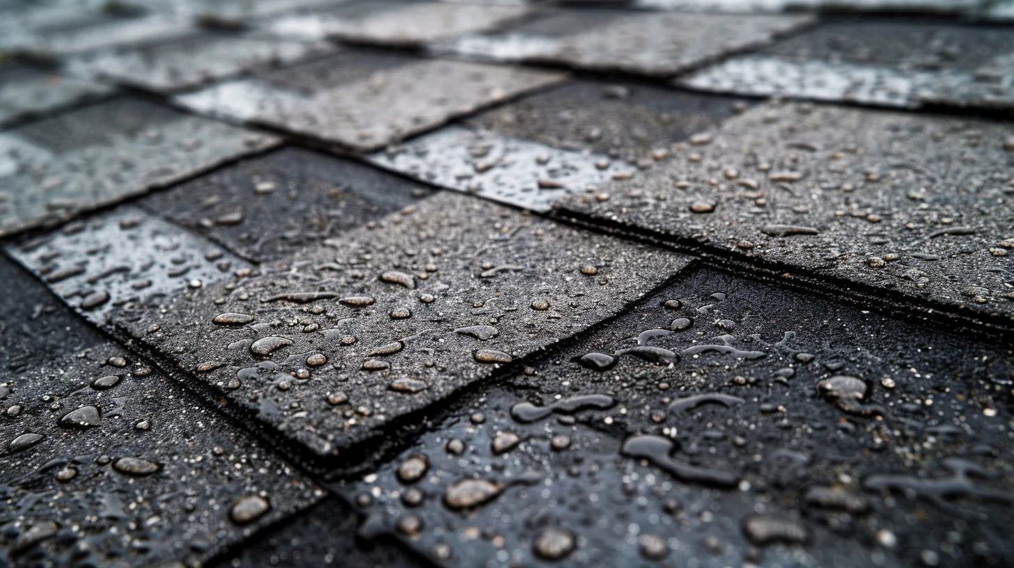 Close up of shingle granule loss from hail
