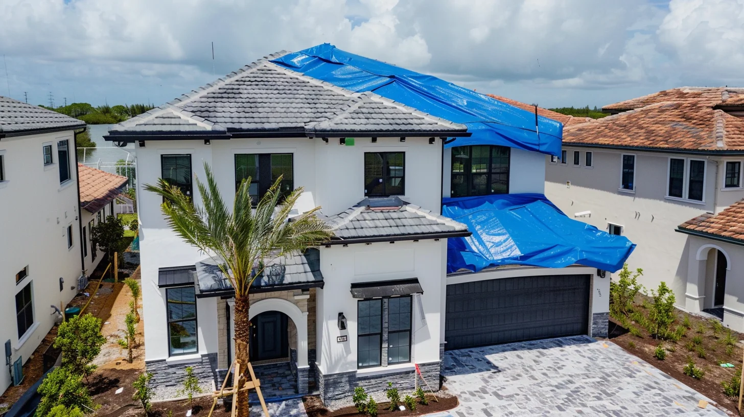 Licensed roofer inspecting storm damage