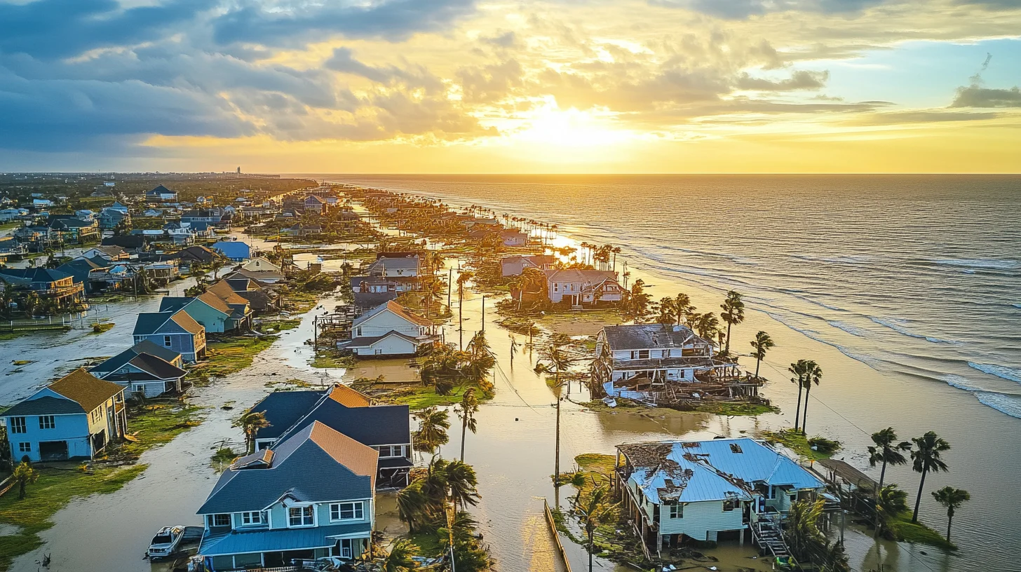 Licensed roofer inspecting coastal home after storm
